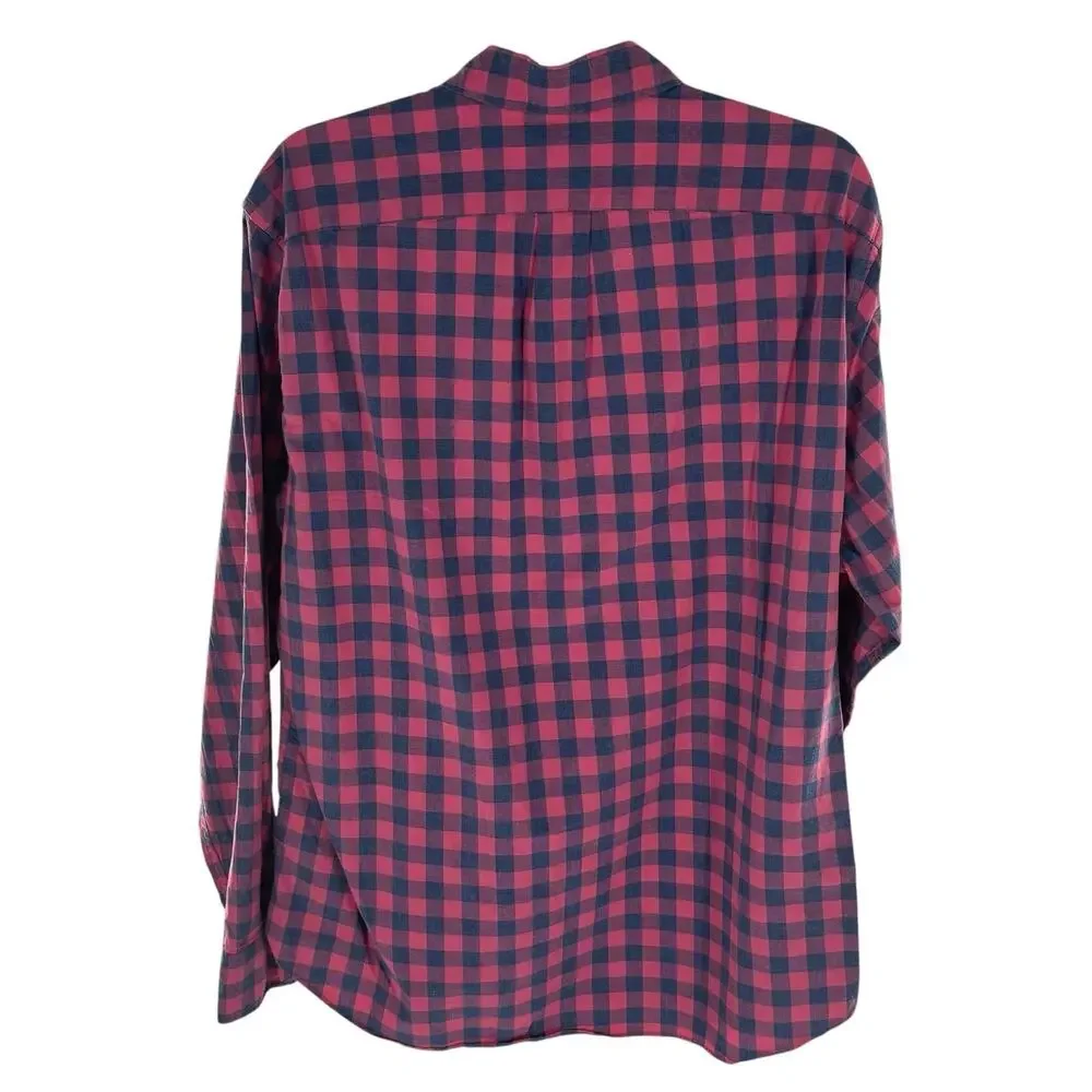 J. Crew Red Plaid Blue Slim Fit Cotton Button Down Shirt